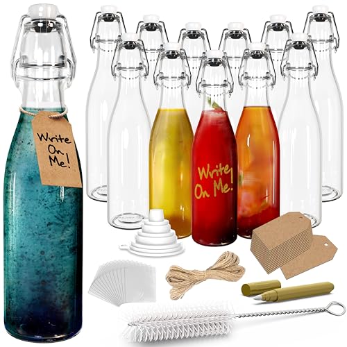 12 Oz Swing Top Glass Bottles with Airtight Lid 12 Pack
