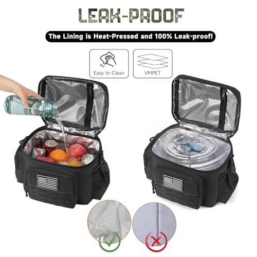 Tactical Lunch Bag for mens Military heavy duty lunch box work Leakproof insulated Durable Thermal Cooler Bag for Adult Meal for Office Camping Picnic Pail MOLLE Webbing