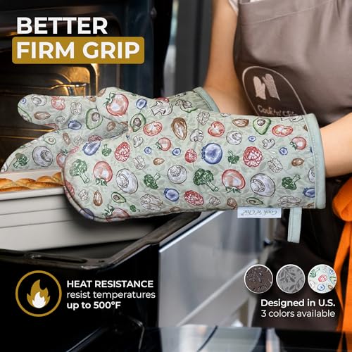 Premium Heat Resistant Oven Mitts (Light Green)