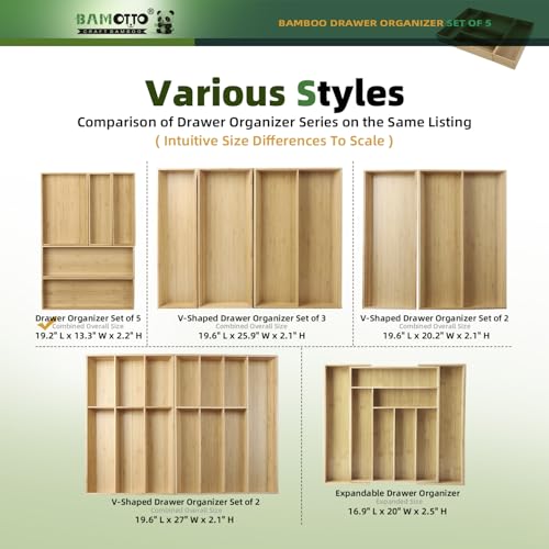 Bamboo Drawer Organizer for Kitchen Utensils
