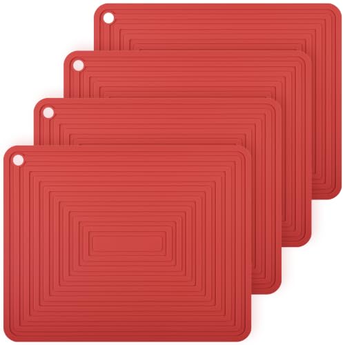 Red Silicone Trivets for Hot Dishes Pots &Pans (Red)