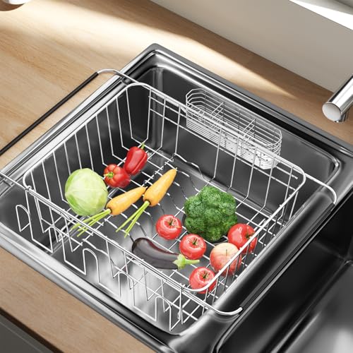 Dish Drying Rack in Sink (Large With Cup Holder - 14.96×12.6×5.87 Inches)