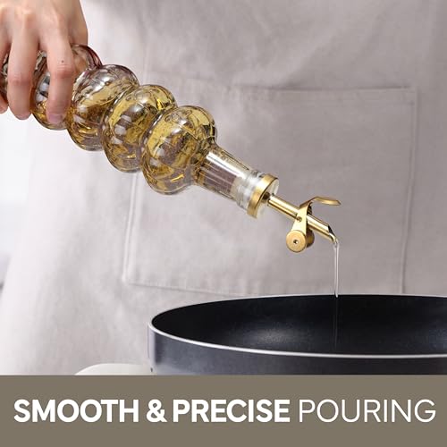 Glass Olive Oil Bottle Dispenser (Elegant Waves / Brown)