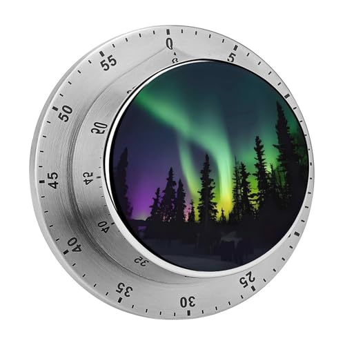 Dark Northern Lights Print Kitchen Timers for Cooking Magnetic Timer