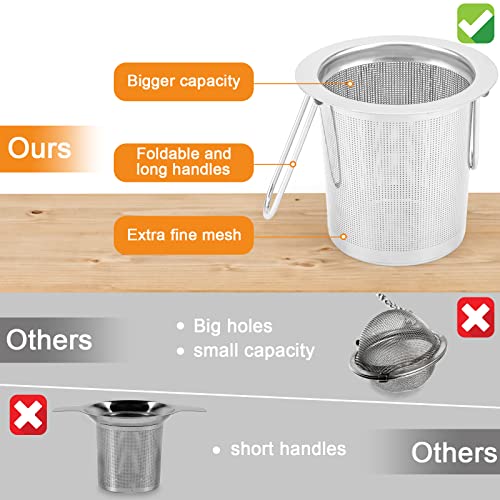 Tea Strainer Stainless Steel Tea Infuser Basket Sitting in Mugs