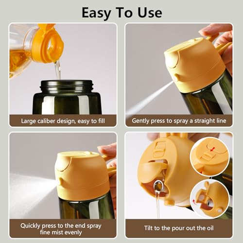 Olive Oil Dispenser and Oil Sprayer (Yellow / 1 Pack)