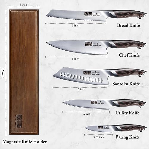 Knife Set with Magnetic Knife Holder (8")