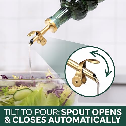 Glass Olive Oil Bottle Dispenser (Elegant Waves / Green)