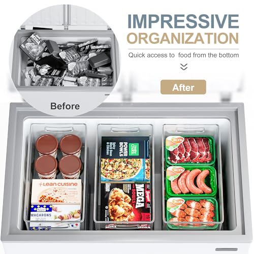 Freezer Organizer Bins Stackable Storage Bins with Side Handles