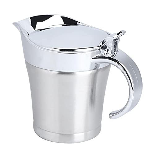 Gravy Boat Double Layer Insulation Flavor Sauce Pot Gravy Boat Serving Jug 450ml Kitchen Flavor Pot 304 Stainless Steel Sauce Jug
