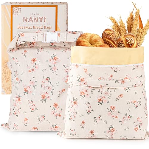 2 Pack Reusable Beeswax Bread Bags for Sourdough & Homemade Bread