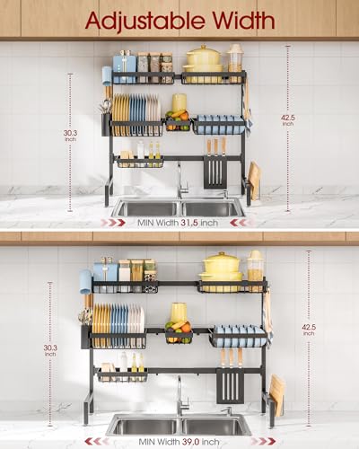Dish Drying Rack Over The Sink (Black / XX-Large (3 Tier))