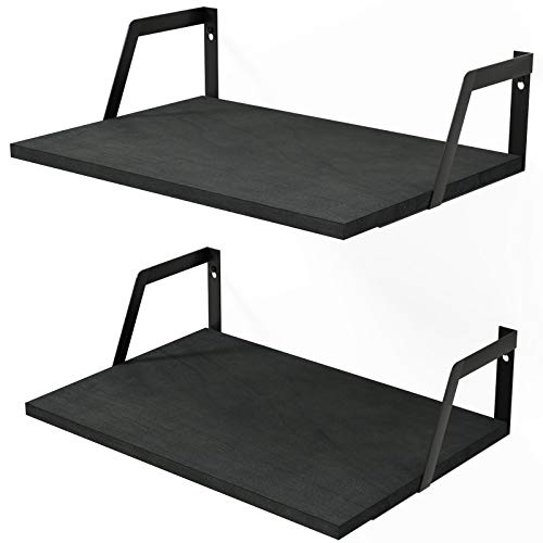 Floating Shelves Wall Mounted Set of 2 Rustic Wood Shelves with Large Capacity