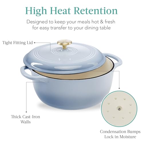 6 Quart Enamel Cast (Cornflower Blue / 6qt Round)