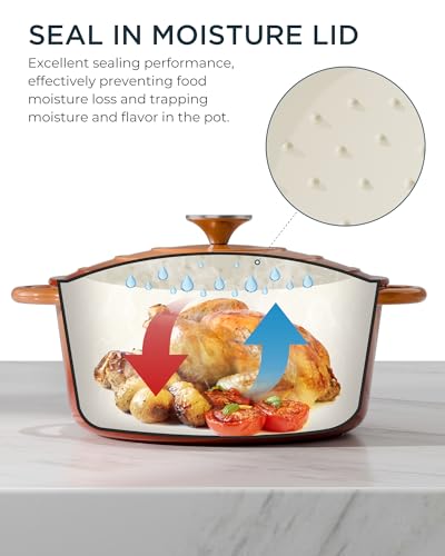 Enameled Cast Iron Dutch Oven (Cooking Pot / Vibrant orange / 7.5QT)