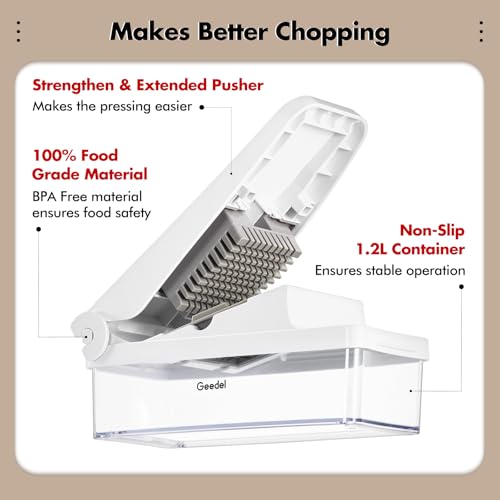 Vegetable Chopper with Container (White / 4 Blades)