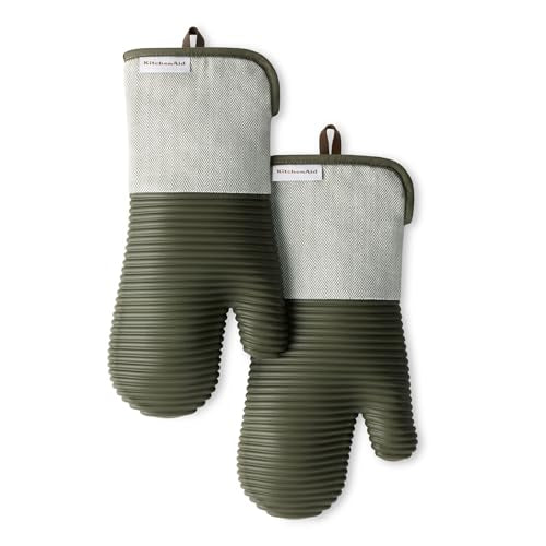 Evergreen Design Series Herringbone Ribbed Soft Silicone Oven Mitts 2