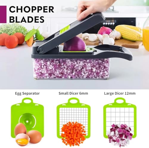 16-in-1 Vegetable Chopper Slicer, Veggie Chopper, Food Chopper, Vegetable Cutter & Spiralizer - Kitchen Gadget Makes Slicing and Prepping Quick and Easy Meal Prep Tool
