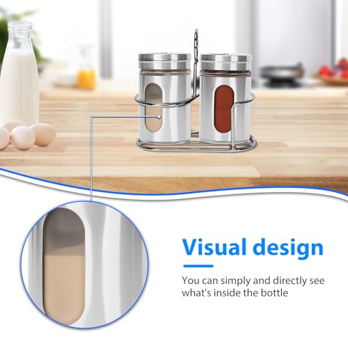 Glass Salt and Pepper Seasoning Shaker Set with Seasoning Rack