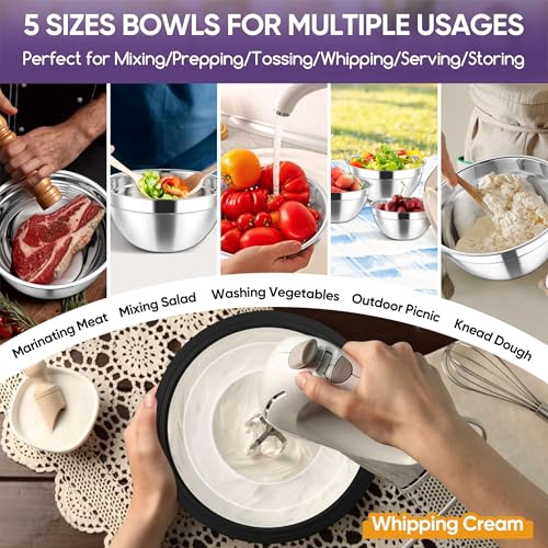 5 Piece Mixing Bowls with Visible Lids (Black / 4.6, 3.5, 2.5, 2, 1.5QT)