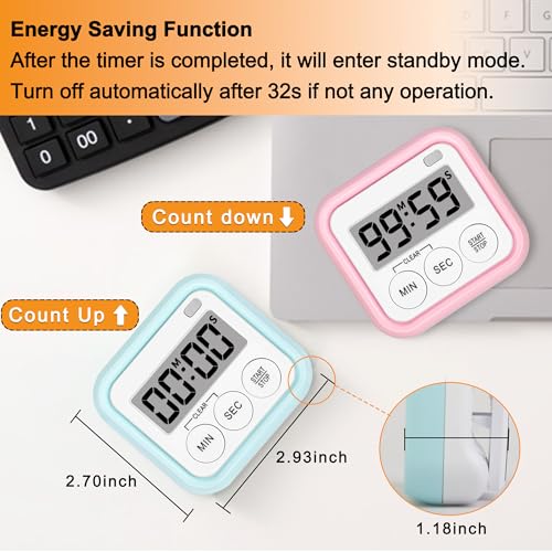 Timer Kitchen Timers for Cooking Classroom Timer for Kids Teachers Magnetic Digital Timers 4 Pack (Blue)