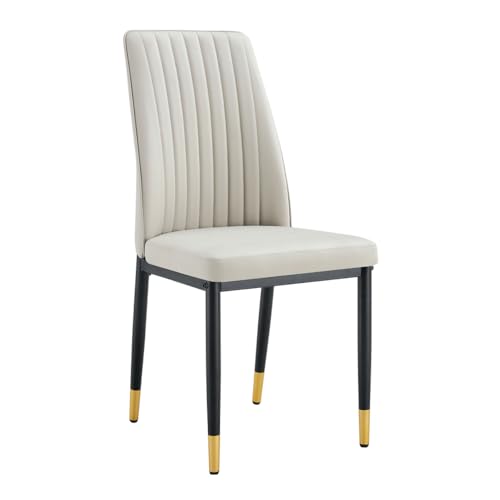 Modern Dining Chairs PU Leather Kitchen Chairs Set with Metal Legs Armless Upholstered Chair for Dinner Room