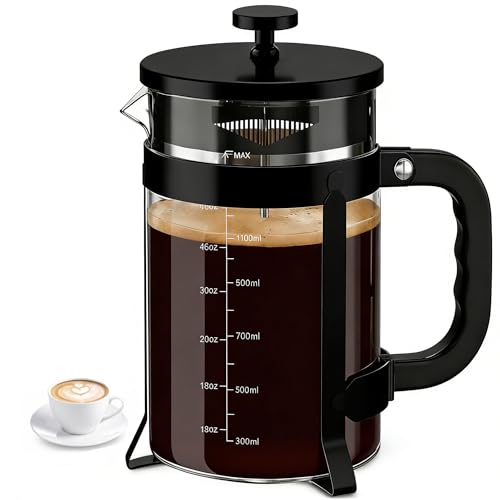 French Press Coffee Maker 304 Stainless Steel Coffee Press with 4 Filter