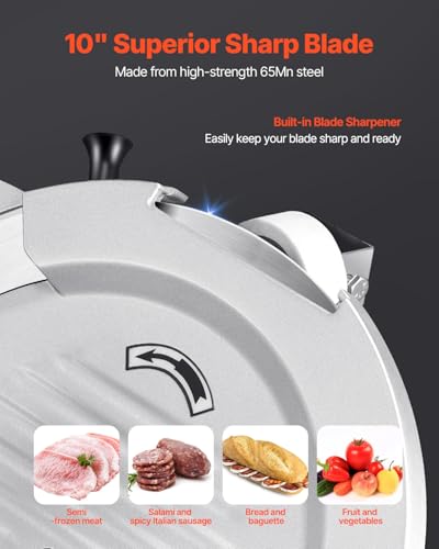 Meat Slicer Electric Deli Food Slicer with SUS420 Stainless Steel Blade and Built