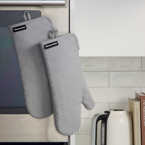 Gourmet Series Gridlines Oven Mitts 2 (Matte Grey)