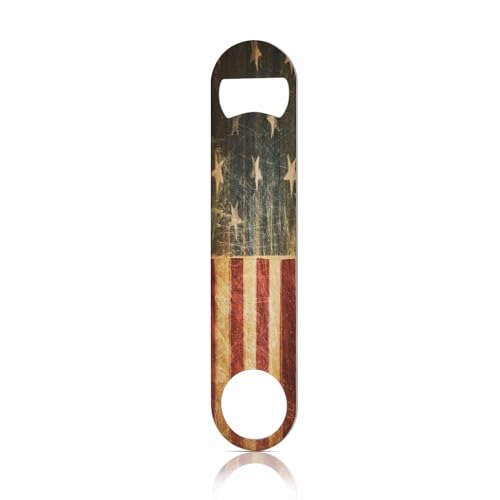 American Flag Stainless Steel Bottle Opener Vintage Abstract USA Flag Patriotic July 4th Independance Day Flat Beer Bottle Opener Keychain for Home Kitchen Bar Restaurant Party Birthday Gift