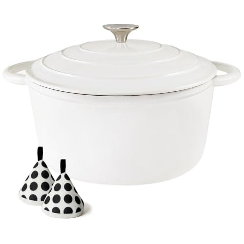 4.5 Quart Enameled Cast Iron Dutch Oven with Self (White / 4.5QT)
