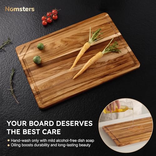 20'' Extra Large Teak Cutting Board Kitchen Non Slip Wood Butcher Block (20"L x 14"W)