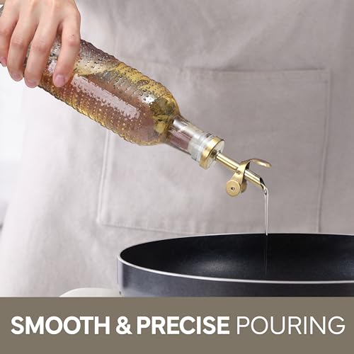 Glass Olive Oil Bottle Dispenser (Floral / Brown)
