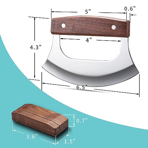 Ulu Knife Sharp Rocker Mezzaluna Knife with Stand
