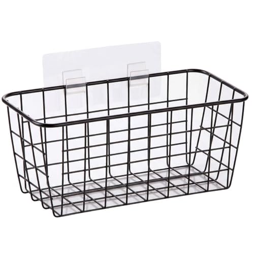 Adhesive Sturdy Small Wire Storage Baskets with Kitchen Food Pantry Bathroom Shelf Storage No Drilling Wall Mounted