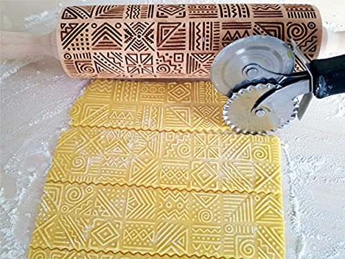Embossing Rolling Pin Laser engraved rolling pin Gift for pottery and cookies by Algis Crafts