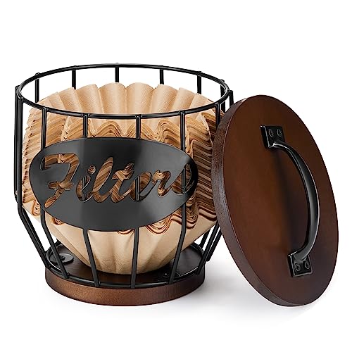Cup Coffee Reusable Filters Holder with Wood Lid
