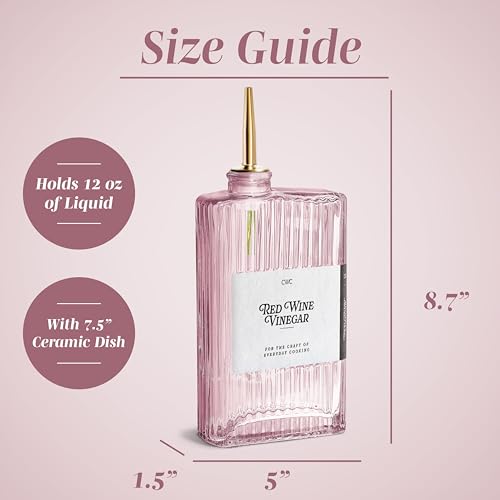 Glass Oil Dispenser Bottle (Pink Textured / 4 Pack)