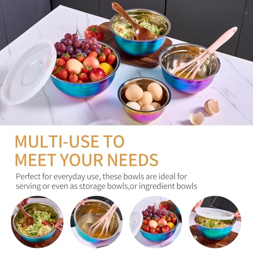 Colorful Mixing Bowls with Airtight Lids (Colorful / 7 Pieces)