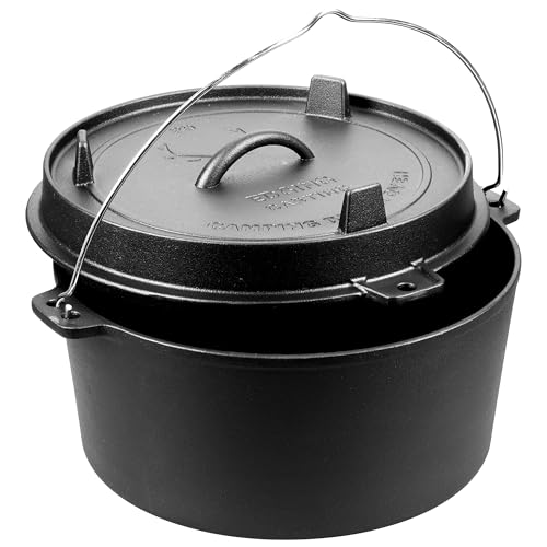 Pre Seasoned Cast Iron Camping Dutch Ovens (8QT)