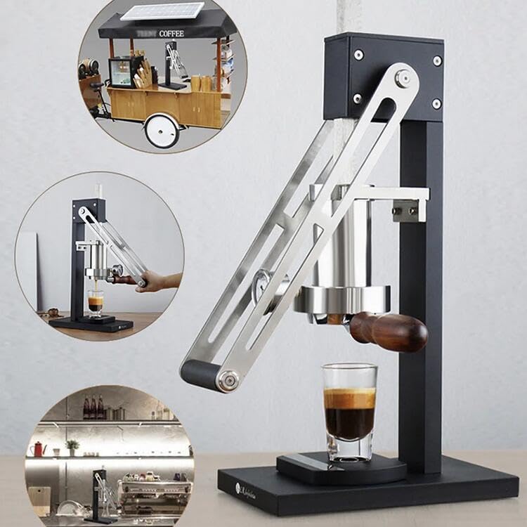 Hand Pressed Coffee Machine Manual Espresso Commercial Home Outdoor Extraction Variable Pressure Lever Coffee Machine (White)