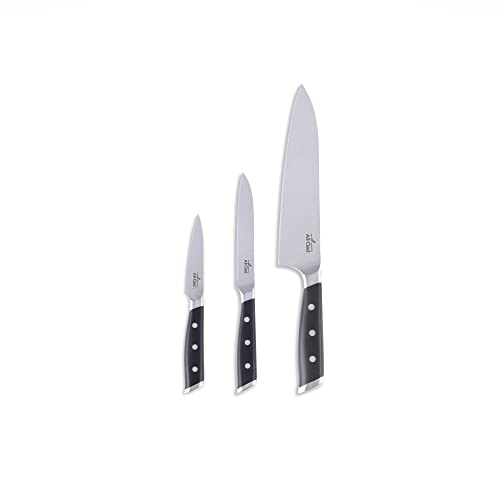 Forged German Stainless Steel Kitchen Knife Essential Set (Silver/Black / 3-Piece Knife Set)