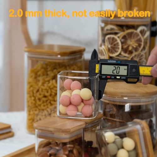 Airtight Glass Square Storage Containers with Bamboo Lids