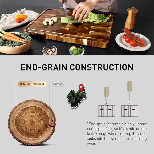 Large End Grain Cutting Board for Kitchen with Non (20"L x 15"W)