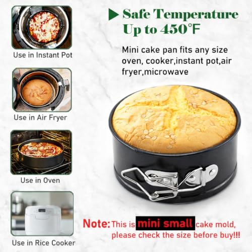4 Inch Springform Pan Mini Baking Mold Round Leakproof Nonstick Removable Bottom Bakeware for Mini Cheesecakes