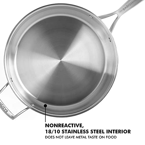 5-Quart Tri-Ply Stainless Steel Sauté Pan with Lid – Professional Grade Saute Pan for Frying, Searing & One-Pan Meals (5 Quarts / Stainless Steel)