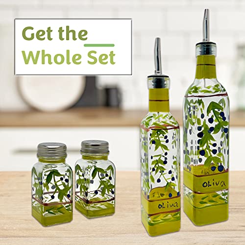 Hand Painted Glass Oliva Branch Oil (16 Ounces)