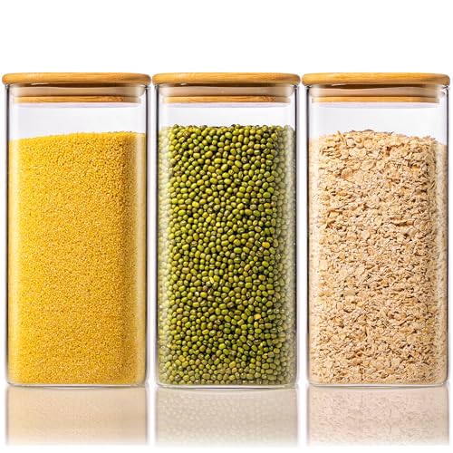 Square Glass Storage Containers with Airtight Bamboo Lids
