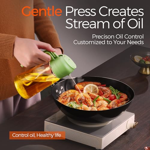 16oz 470ml Glass Olive Oil Sprayer for Cooking with Stickers (1Pc Green)