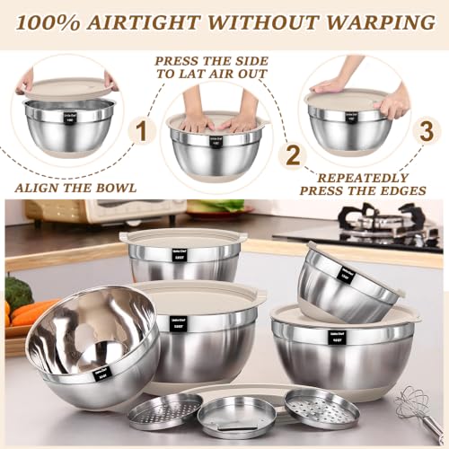 Mixing Bowls with Airtight Lids Set (Khaki)